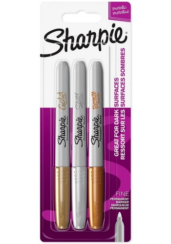 Sharpie Metallic Permanent Marker Kalem Seti Fine Uç 3 Renk METALİK RENKLER