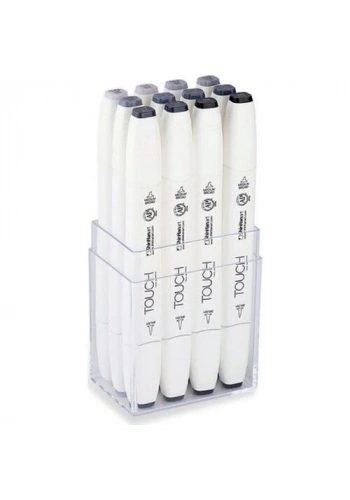 Touch Twin Brush Marker Fırça Uçlu Marker Seti 12 Renk SOĞUK GRİLER