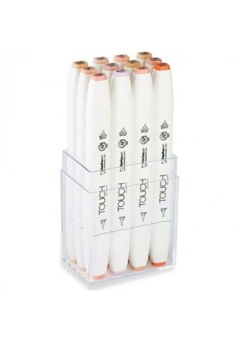 Touch Twin Brush Marker Fırça Uçlu Marker Seti 12 Renk TEN RENKLERİ