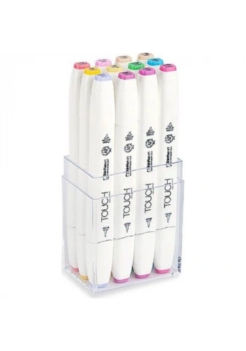 Touch Twin Brush Marker Fırça Uçlu Marker Seti 12 Renk PASTEL RENKLER