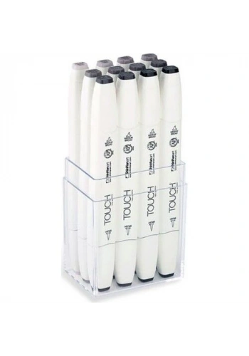 Touch Twin Brush Marker Fırça Uçlu Marker Seti 12 Renk SICAK GRİLER