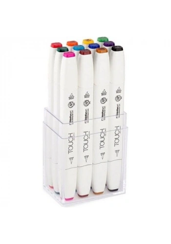 Touch Twin Brush Marker Fırça Uçlu Marker Seti 12 Renk ANA RENKLER