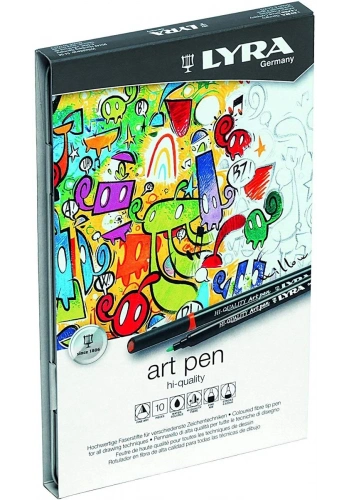 Lyra Hi-Quality Art Pen Çizim Kalemi Seti 10 Renk Metal Kutu