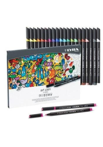 Lyra Hi-Quality Art Pen Çizim Kalemi Seti 20 Renk Metal Kutu