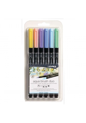 Lyra Aqua Brush Duo Çift Taraflı Fırça Uçlu Çizim Kalemi Seti 6 Renk PASTEL TONES