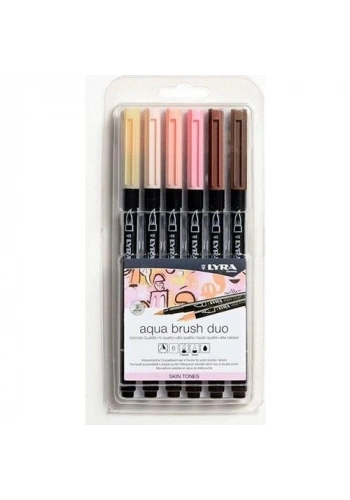 Lyra Aqua Brush Duo Çift Taraflı Fırça Uçlu Çizim Kalemi Seti 6 Renk SKIN TONES