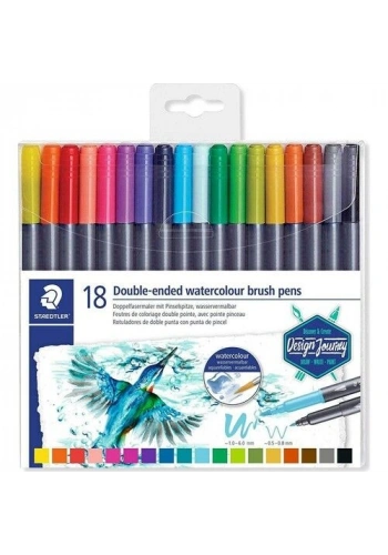 Staedtler Marsgraphic Duo Brush Pen Çift Taraflı Fırça Uçlu Marker Seti 18 Renk