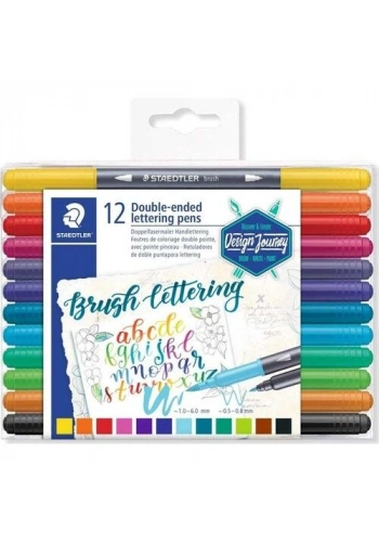 Staedtler Brush Lettering Çift Taraflı Fırça Uçlu Marker Kalem Seti 12 Renk