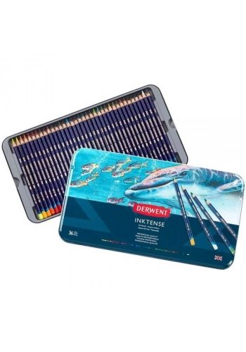 Derwent Inktense Mürekkep Etkili Aquarell Boya Kalemi Seti 36lı Teneke Kutu