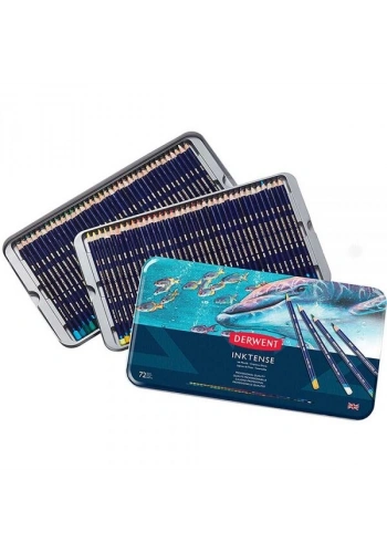 Derwent Inktense Mürekkep Etkili Aquarell Boya Kalemi Seti 72li Teneke Kutu