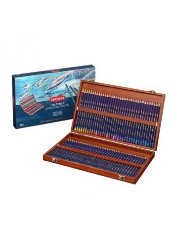 Derwent Inktense Mürekkep Etkili Aquarell Boya Kalemi Seti 72li Ahşap Kutu