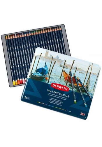 Derwent Watercolour Pencil Sulu Boya Kalemi Seti 24′lü Teneke Kutu