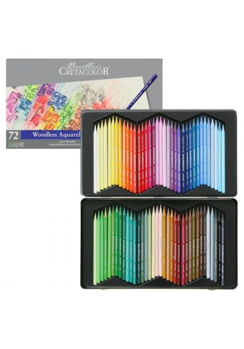 Cretacolor Aqua Monolith Ağaçsız Sulandırılabilr Aquarell Boya Kalemi Seti 72 Renk Metal Kutu