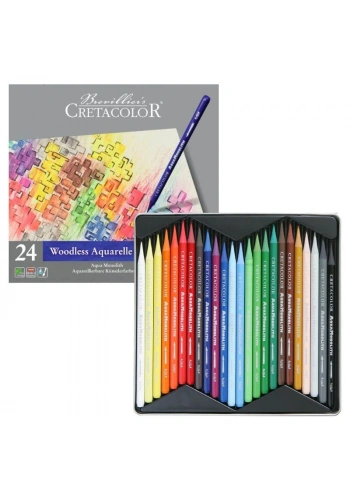 Cretacolor Aqua Monolith Ağaçsız Sulandırılabilr Aquarell Boya Kalemi Seti 24 Renk Metal Kutu