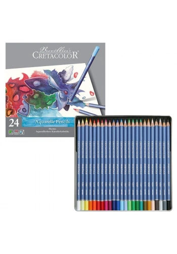 Cretacolor Marino Sulandırılabilir Aquarell Boya Kalemi Seti 24 Renk Metal Kutu