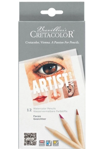 Cretacolor Artist Studio Watercolor Pencils FACES Set 12 Renk Sulandırılabilir Portre Çizim Kalemi Seti