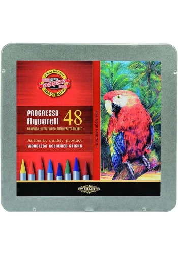 Koh-i Noor Progresso Aquarell Ağaçsız Sulandırılabilir Boya Kalemi Seti 48 Renk