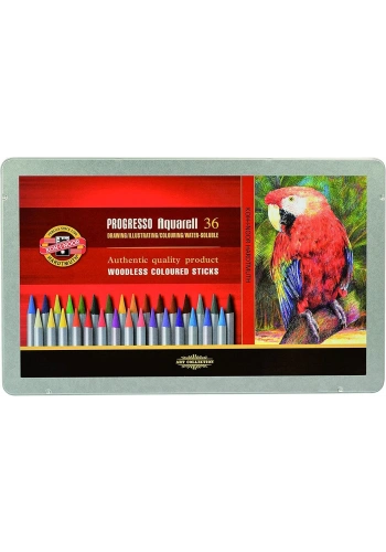 Koh-i Noor Progresso Aquarell Ağaçsız Sulandırılabilir Boya Kalemi Seti 36 Renk