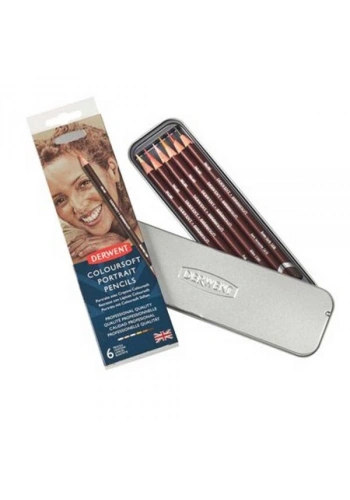 Derwent Coloursoft Pencils Skintones Yumuşak Kuru Boya Kalemi Seti Ten Renkleri 6lı Teneke Kutu