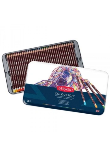 Derwent Coloursoft Pencils Yumuşak Kuru Boya Kalemi Seti 36lı Teneke Kutu