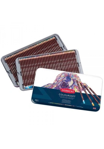 Derwent Coloursoft Pencils Yumuşak Kuru Boya Kalemi Seti 72li Teneke Kutu