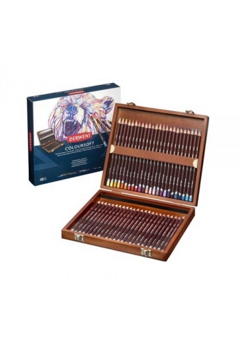 Derwent Coloursoft Pencils Yumuşak Kuru Boya Kalemi Seti 48li Ahşap Kutu