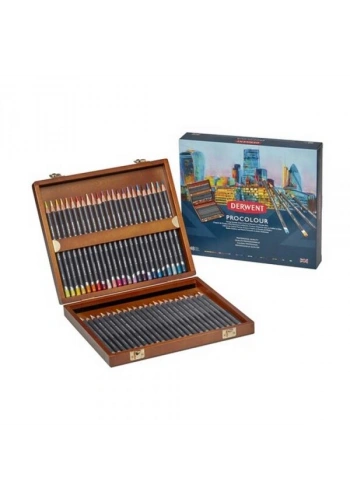 Derwent Procolour Kuru Boya Kalemi Seti 48li Ahşap Kutu