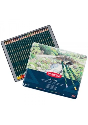 Derwent Artists Pencils Kuru Boya Kalemi Seti 24lü Teneke Kutu