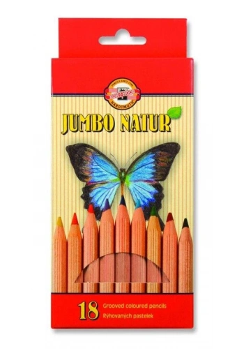 Koh-i Noor Jumbo Naturel Kalın Kuru Boya Kalemi Seti 18 Renk