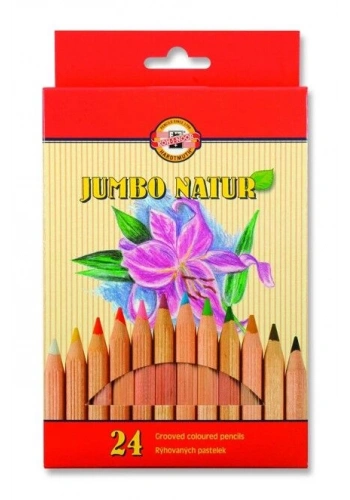 Koh-i Noor Jumbo Naturel Kalın Kuru Boya Kalemi Seti 24 Renk