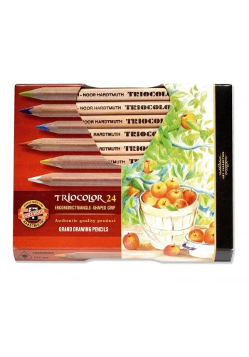 Koh-i Noor Triocolor Üçgen Gövde Kalın Kuru Boya Kalemi Seti 24 Renk