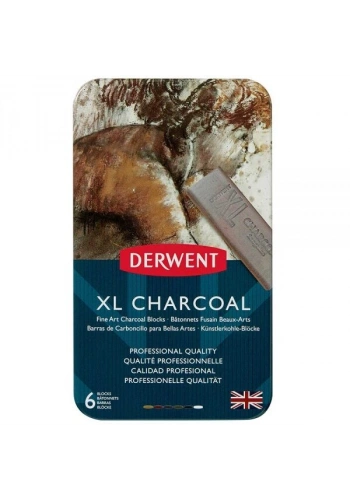 Derwent XL Charcoal Block Kalın Kömür Füzen Seti 6lı Teneke Kutu