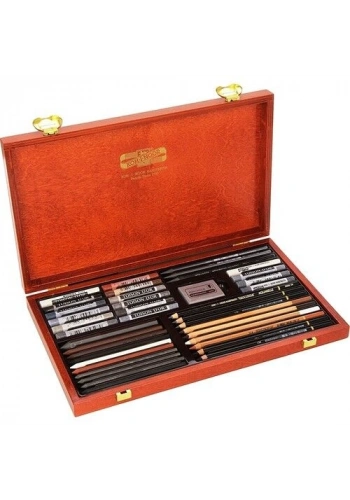 Koh-i Noor Gioconda Art Set Karakalem Eskiz Çizim Seti Ahşap Kutulu