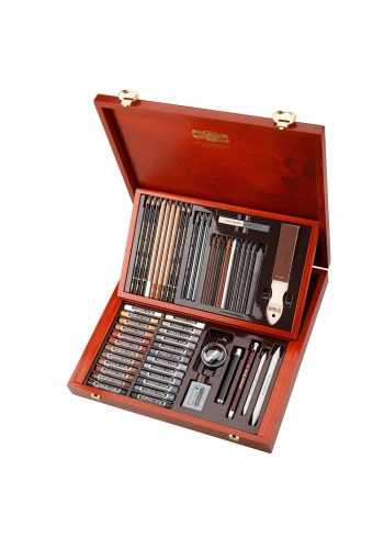 Koh-i Noor 8896-01 Gioconda Artists Set Karakalem Eskiz Çizim Seti 54 Parça Ahşap Kutulu