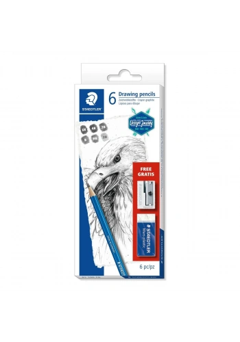 Staedtler Mars Lumograph Dereceli Kalem Karakalem Eskiz Çizim Seti 6 Kalem + Silgi + Kalemtraş