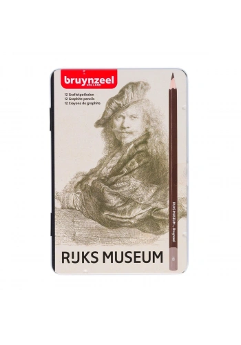 Bruynzeel Graphite Pencils Rijksmuseum Rembrandt Dereceli Karakalem Eskiz Çizim Seti 12li