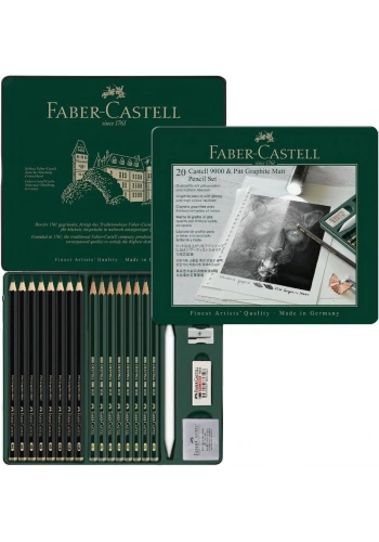 Faber Castell Pitt Graphite Matt Dereceli Kalem Eskiz Çizim Seti 20li