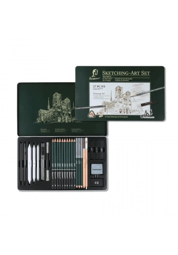 Giorgione Karakalem Eskiz Çizim Seti Metal Kutulu 27 Parça