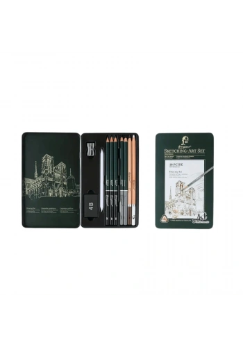 Giorgione Karakalem Eskiz Çizim Seti Metal Kutulu 10 Parça