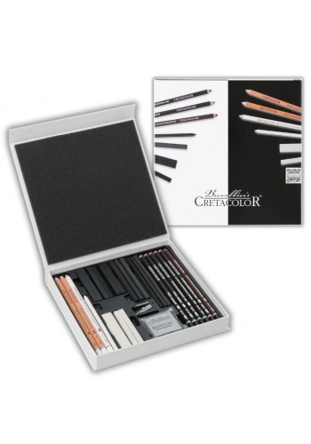Cretacolor Black & White Drawing Set Premium Karakalem Eskiz Çizim Seti Hediyelik Kutu 25 Parça