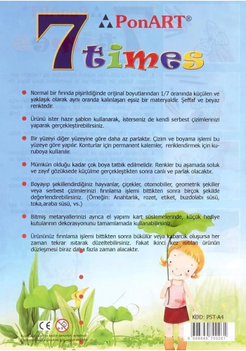 Ponart - Kosida 7Times Yedi Kat Küçülen Kağıt A4 2li Paket