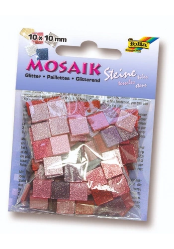Folia Simli Mozaik Taşı 10x10 mm. 190 Adet GLİTTER PEMBE