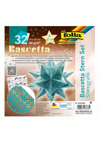Folia Bascetta Stern Çift Taraflı Origami Kağıdı 20x20 cm. 32 Yaprak TURKUAZ