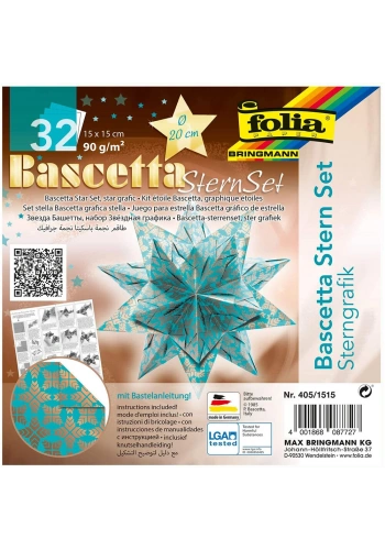 Folia Bascetta Stern Çift Taraflı Origami Kağıdı 15x15 cm. 32 Yaprak TURKUAZ