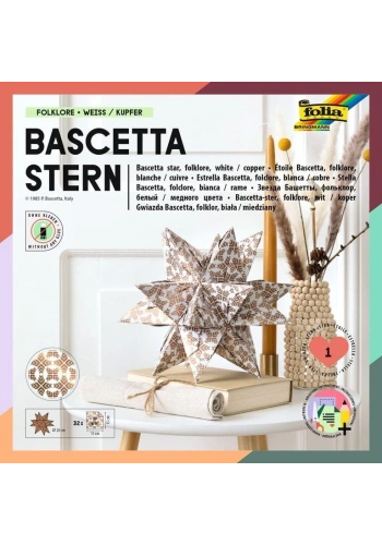 Folia Bascetta Stern Çift Taraflı Origami Kağıdı 15x15 cm. 32 Yaprak GRAFİK BEYAZ