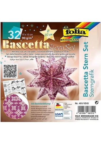 Folia Bascetta Stern Çift Taraflı Origami Kağıdı 15x15 cm. 32 Yaprak MOR