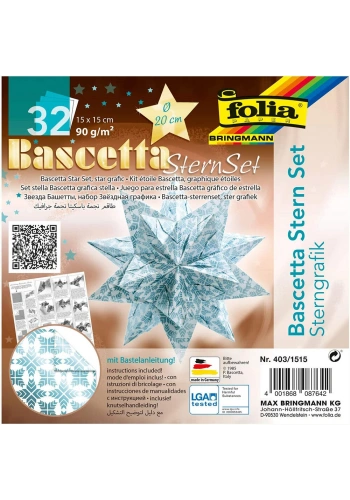 Folia Bascetta Stern Çift Taraflı Origami Kağıdı 15x15 cm. 32 Yaprak MAVİ