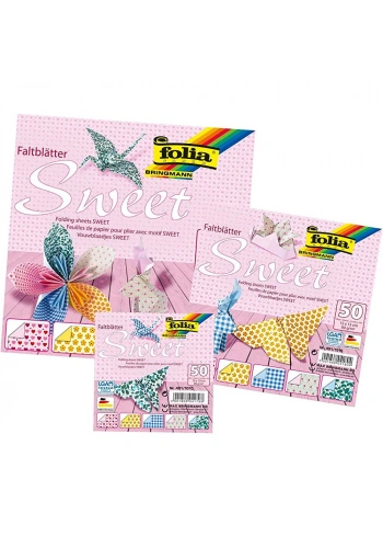Folia Origami Kağıdı 20x20 cm. 5 Desen 50 Yaprak SWEET