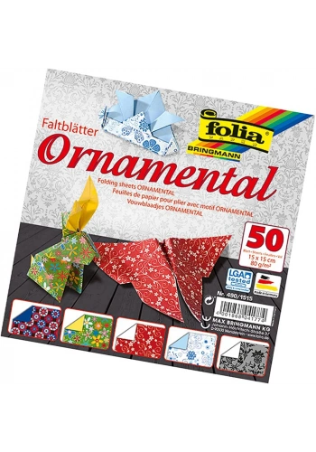 Folia Ornamental Desenli Origami Kağıdı 15x15 cm. 5 Motif 50 Yaprak