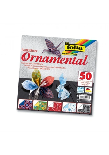 Folia Ornamental Desenli Origami Kağıdı 20x20 cm. 5 Motif 50 Yaprak